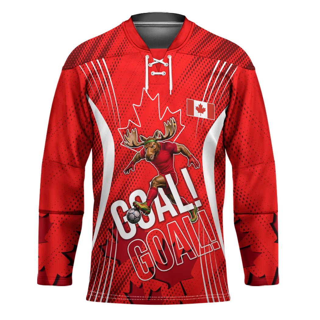 Personalized Canada Soccer Moose Goal Hockey Jersey Red Maple Leaf Football Mascot