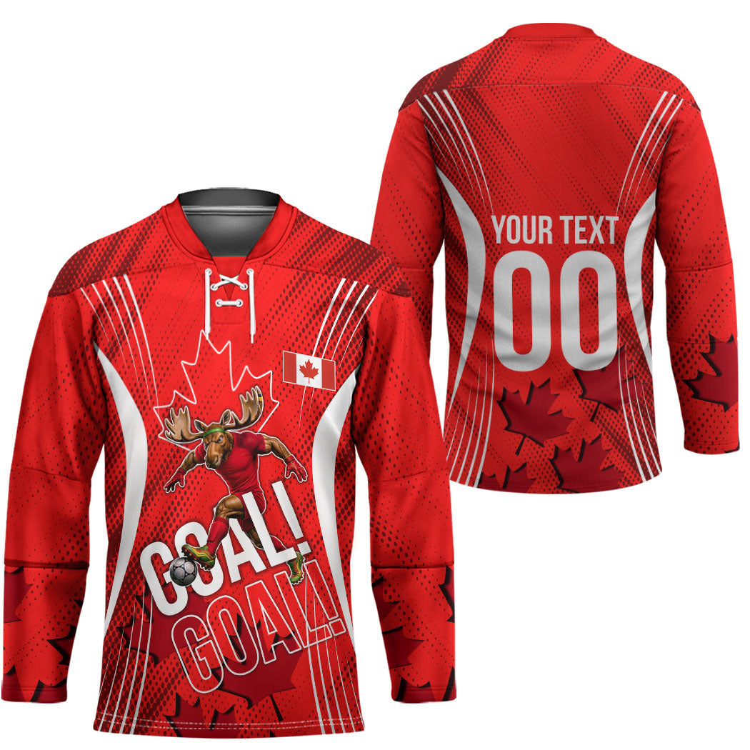 Personalized Canada Soccer Moose Goal Hockey Jersey Red Maple Leaf Football Mascot