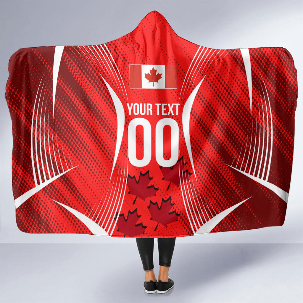 Personalized Canada Soccer Moose Goal Hooded Blanket Red Maple Leaf Football Mascot