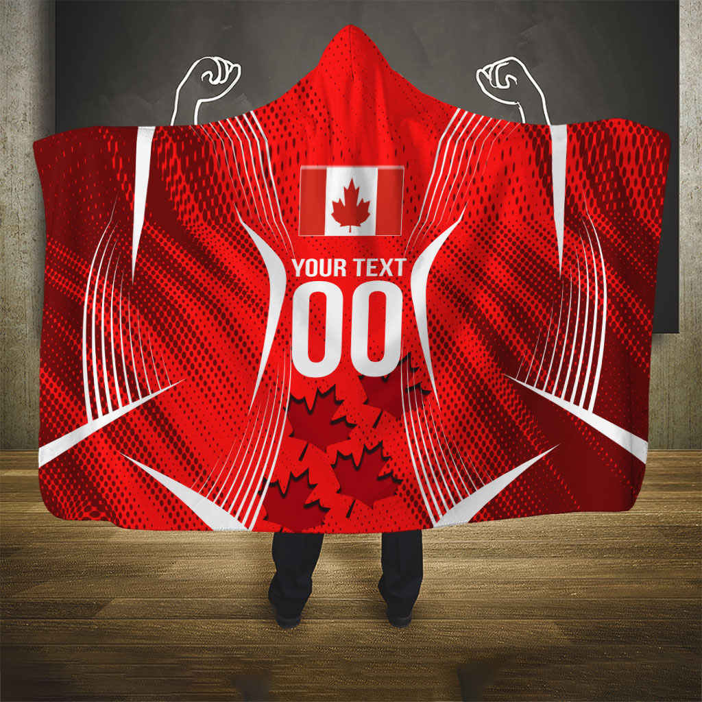 Personalized Canada Soccer Moose Goal Hooded Blanket Red Maple Leaf Football Mascot