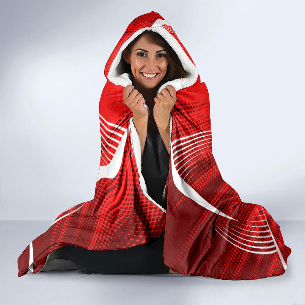 Personalized Canada Soccer Moose Goal Hooded Blanket Red Maple Leaf Football Mascot