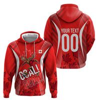 Personalized Canada Soccer Moose Goal Hoodie Red Maple Leaf Football Mascot