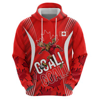 Personalized Canada Soccer Moose Goal Hoodie Red Maple Leaf Football Mascot