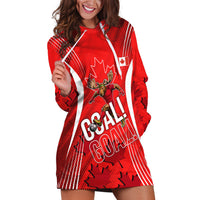 Personalized Canada Soccer Moose Goal Hoodie Dress Red Maple Leaf Football Mascot