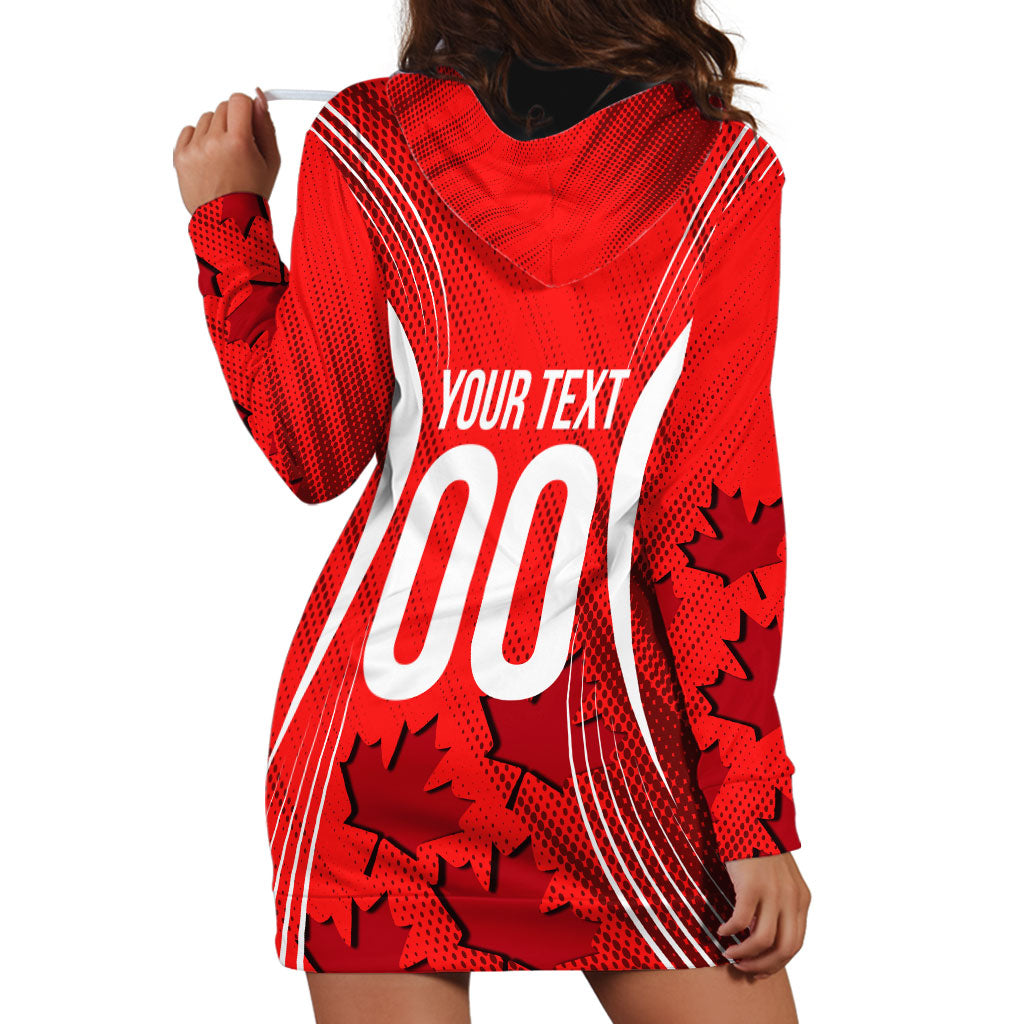Personalized Canada Soccer Moose Goal Hoodie Dress Red Maple Leaf Football Mascot