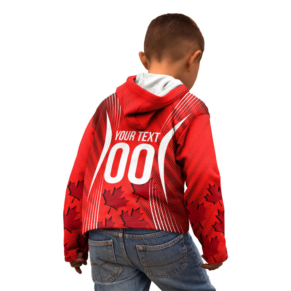 Personalized Canada Soccer Moose Goal Kid Hoodie Red Maple Leaf Football Mascot
