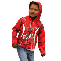 Personalized Canada Soccer Moose Goal Kid Hoodie Red Maple Leaf Football Mascot