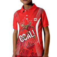 Personalized Canada Soccer Moose Goal Kid Polo Shirt Red Maple Leaf Football Mascot