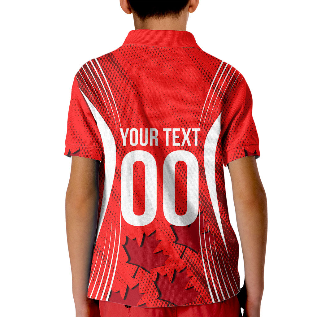 Personalized Canada Soccer Moose Goal Kid Polo Shirt Red Maple Leaf Football Mascot
