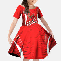 Personalized Canada Soccer Moose Goal Kid Short Sleeve Dress Red Maple Leaf Football Mascot