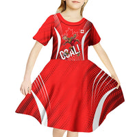 Personalized Canada Soccer Moose Goal Kid Short Sleeve Dress Red Maple Leaf Football Mascot