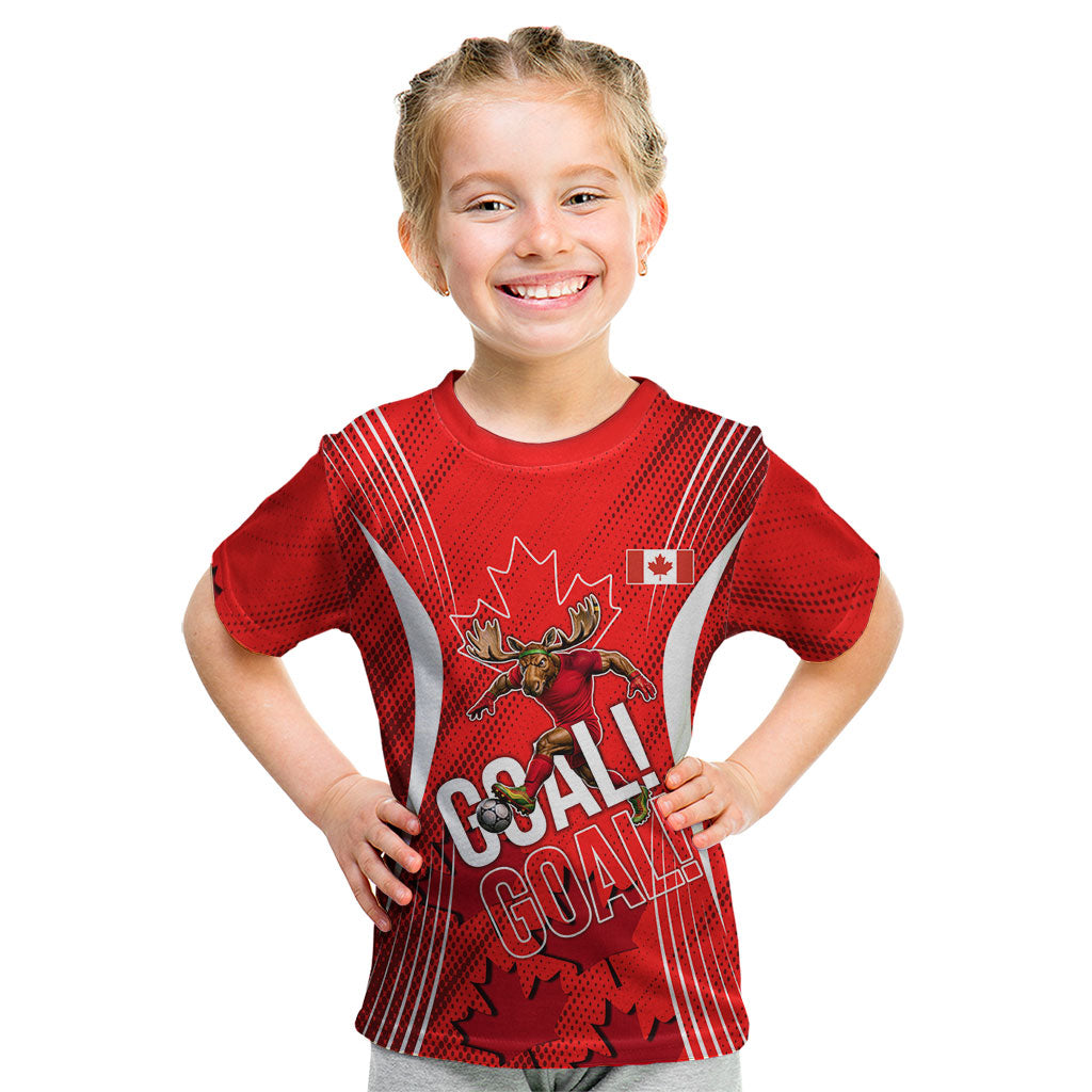 Personalized Canada Soccer Moose Goal Kid T Shirt Red Maple Leaf Football Mascot