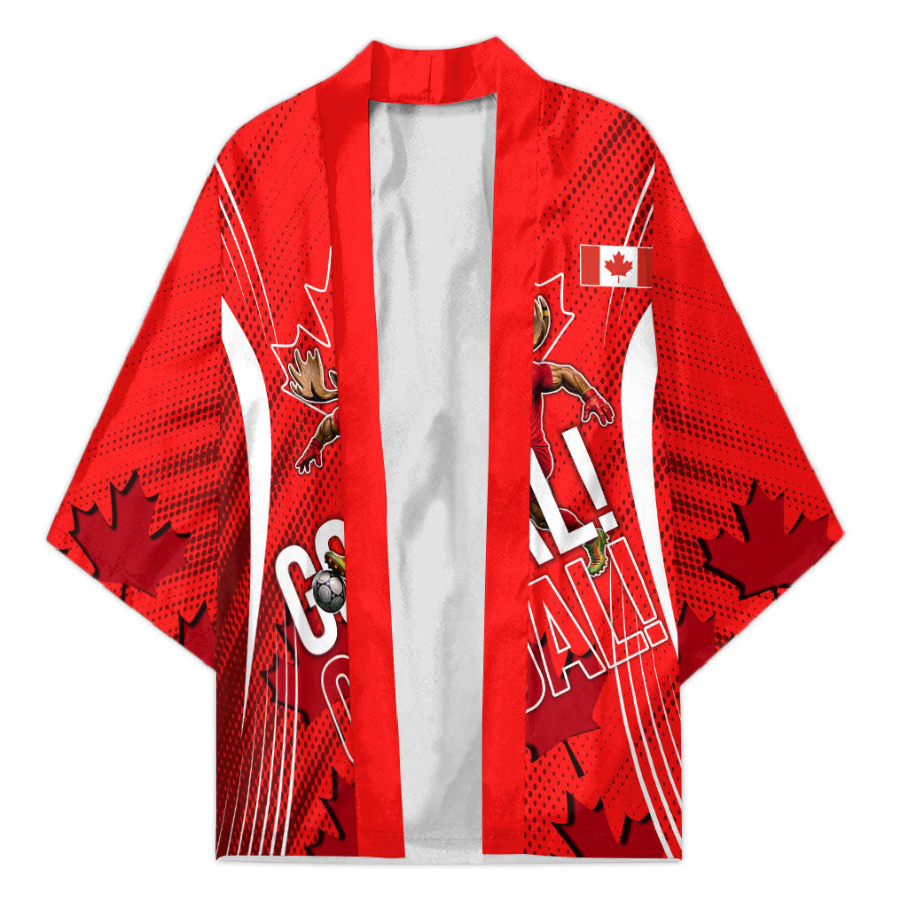 Personalized Canada Soccer Moose Goal Kimono Red Maple Leaf Football Mascot