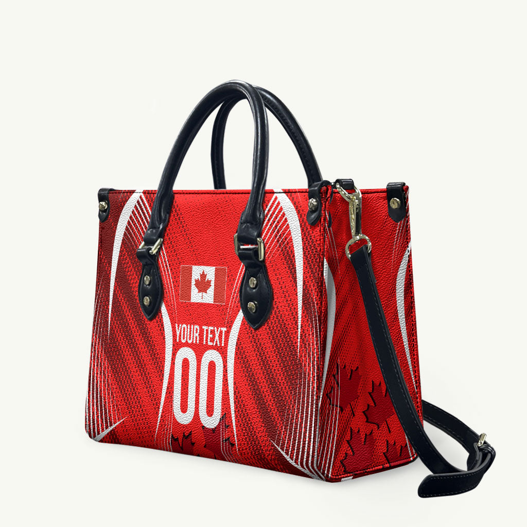 Personalized Canada Soccer Moose Goal Leather Bag Red Maple Leaf Football Mascot