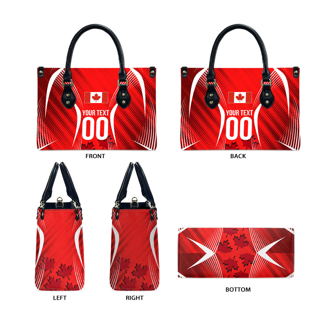 Personalized Canada Soccer Moose Goal Leather Bag Red Maple Leaf Football Mascot