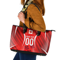 Personalized Canada Soccer Moose Goal Leather Tote Bag Red Maple Leaf Football Mascot