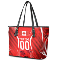 Personalized Canada Soccer Moose Goal Leather Tote Bag Red Maple Leaf Football Mascot