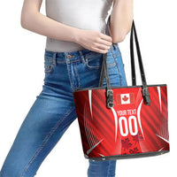 Personalized Canada Soccer Moose Goal Leather Tote Bag Red Maple Leaf Football Mascot
