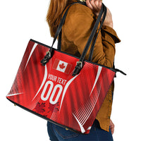 Personalized Canada Soccer Moose Goal Leather Tote Bag Red Maple Leaf Football Mascot