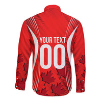 Personalized Canada Soccer Moose Goal Long Sleeve Button Shirt Red Maple Leaf Football Mascot