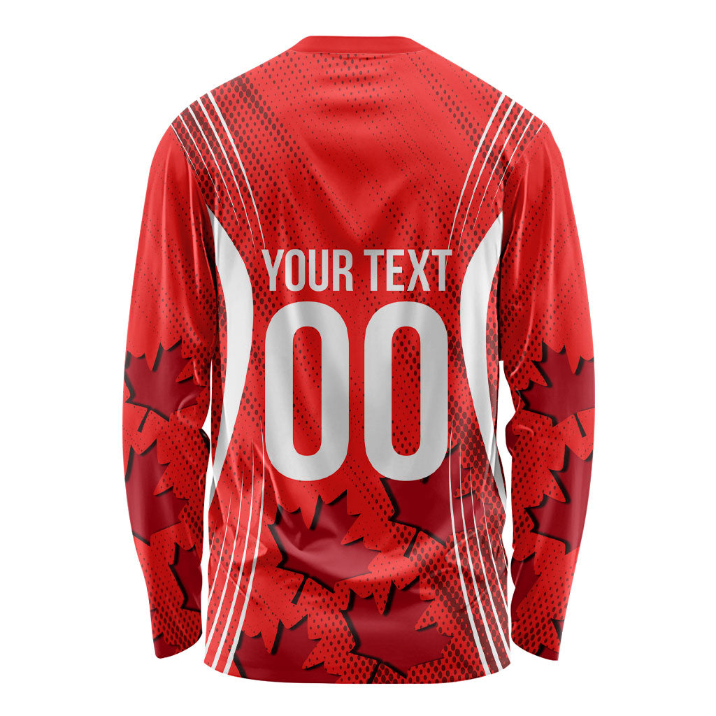Personalized Canada Soccer Moose Goal Long Sleeve Shirt Red Maple Leaf Football Mascot