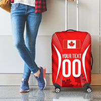 Personalized Canada Soccer Moose Goal Luggage Cover Red Maple Leaf Football Mascot