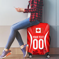 Personalized Canada Soccer Moose Goal Luggage Cover Red Maple Leaf Football Mascot