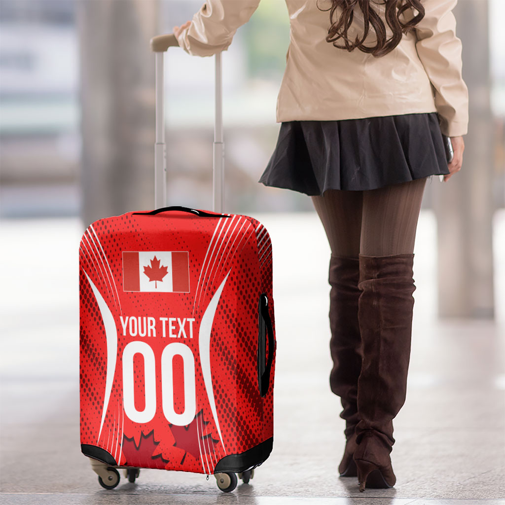 Personalized Canada Soccer Moose Goal Luggage Cover Red Maple Leaf Football Mascot
