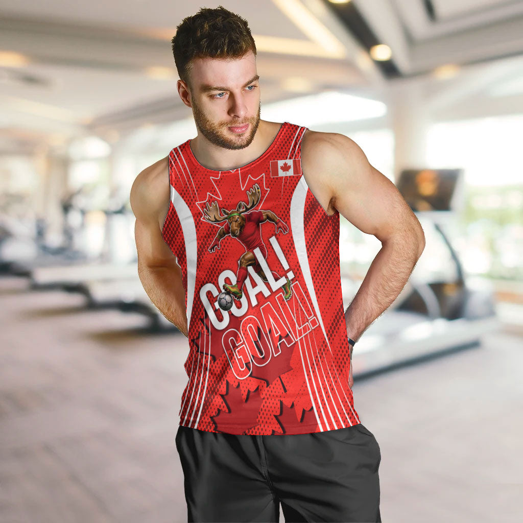 Personalized Canada Soccer Moose Goal Men Tank Top Red Maple Leaf Football Mascot