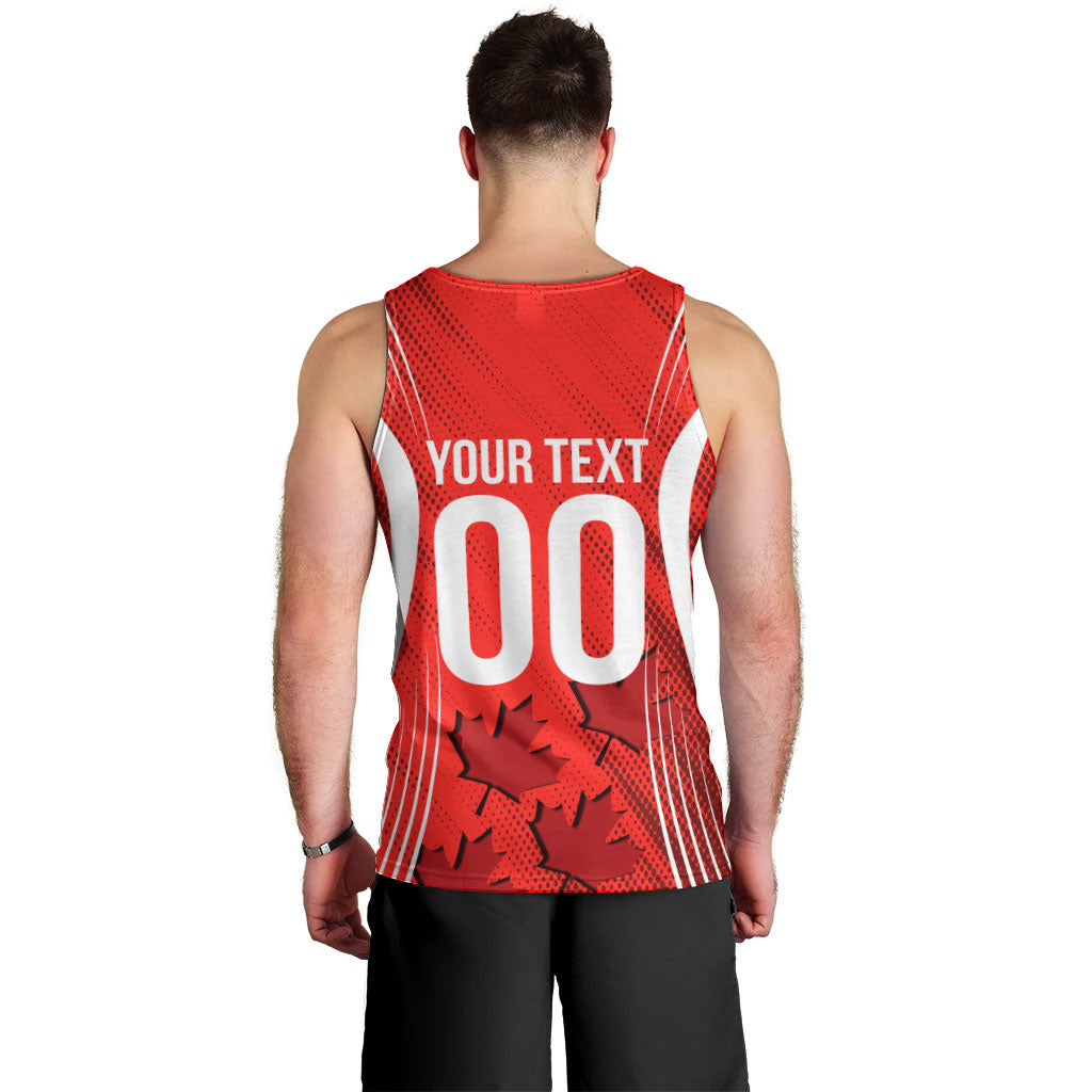 Personalized Canada Soccer Moose Goal Men Tank Top Red Maple Leaf Football Mascot