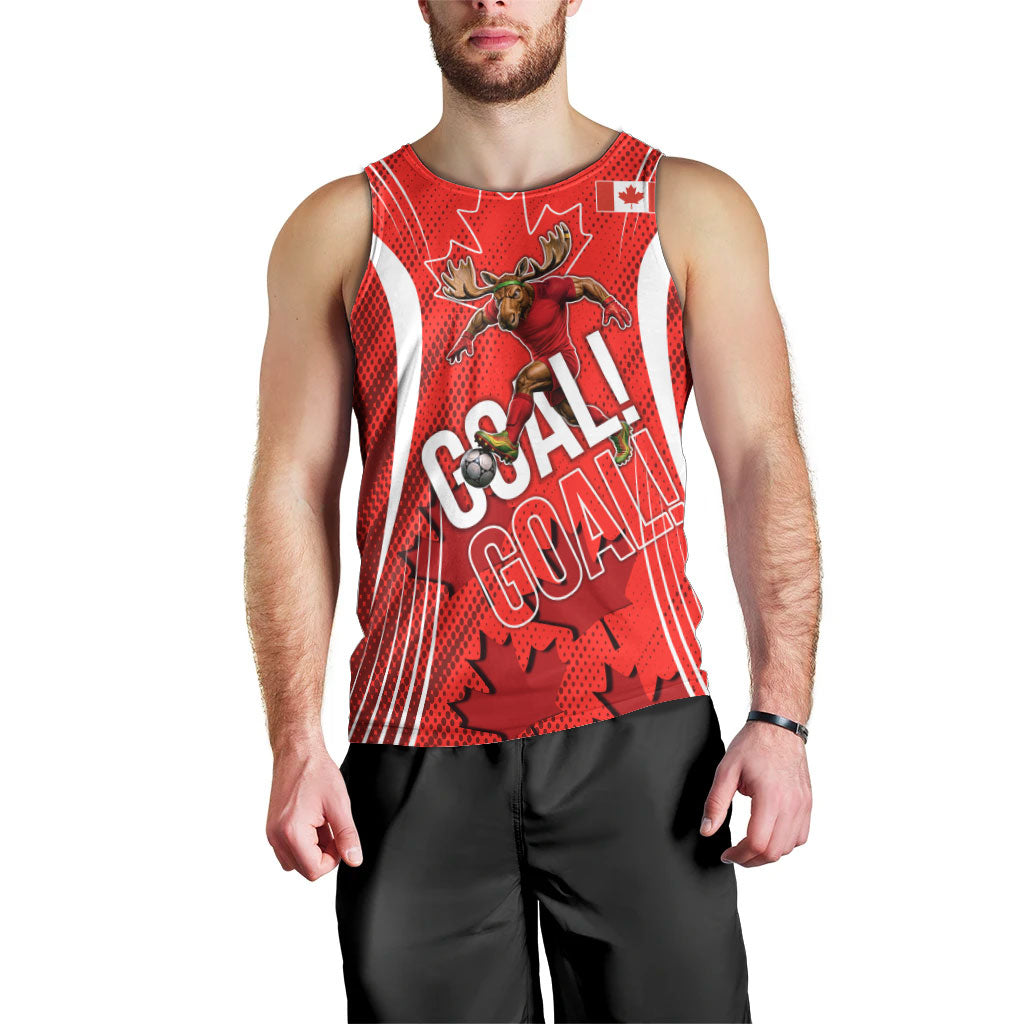 Personalized Canada Soccer Moose Goal Men Tank Top Red Maple Leaf Football Mascot