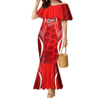 Personalized Canada Soccer Moose Goal Mermaid Dress Red Maple Leaf Football Mascot