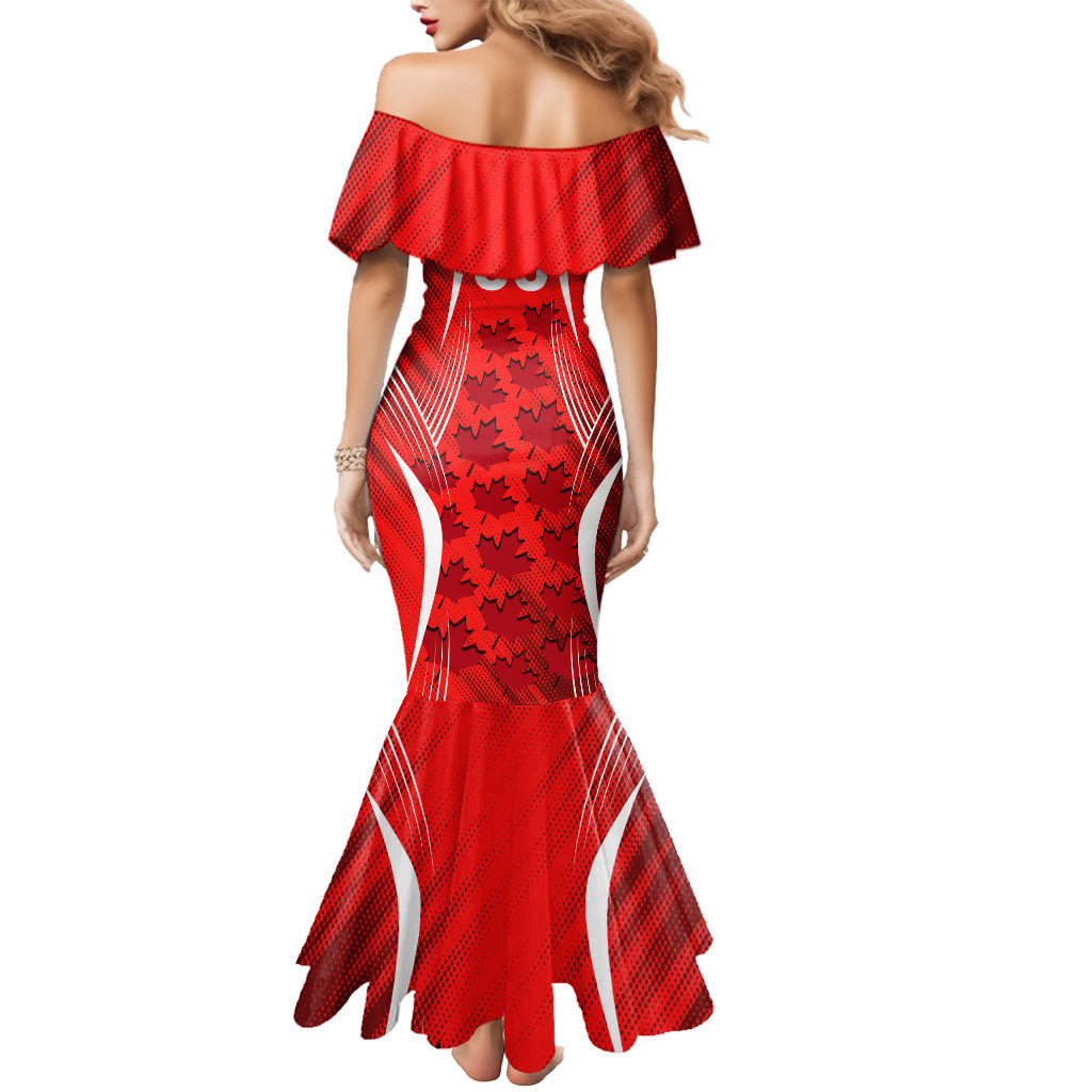 Personalized Canada Soccer Moose Goal Mermaid Dress Red Maple Leaf Football Mascot