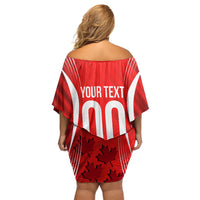 Personalized Canada Soccer Moose Goal Off Shoulder Short Dress Red Maple Leaf Football Mascot