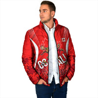 Personalized Canada Soccer Moose Goal Padded Jacket Red Maple Leaf Football Mascot