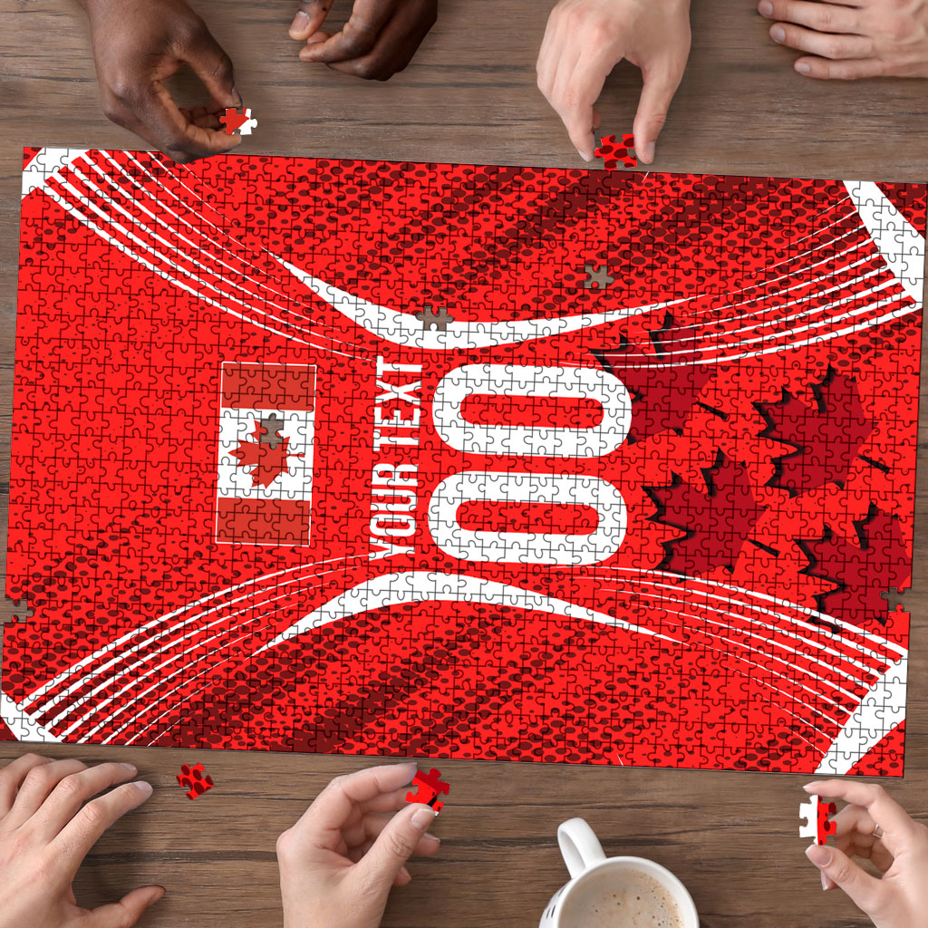 Personalized Canada Soccer Moose Goal Puzzle Red Maple Leaf Football Mascot