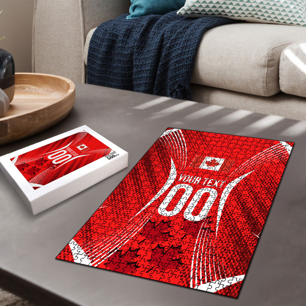 Personalized Canada Soccer Moose Goal Puzzle Red Maple Leaf Football Mascot
