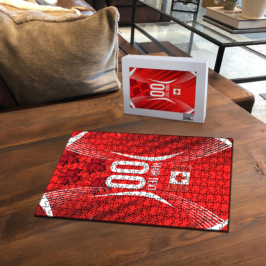 Personalized Canada Soccer Moose Goal Puzzle Red Maple Leaf Football Mascot