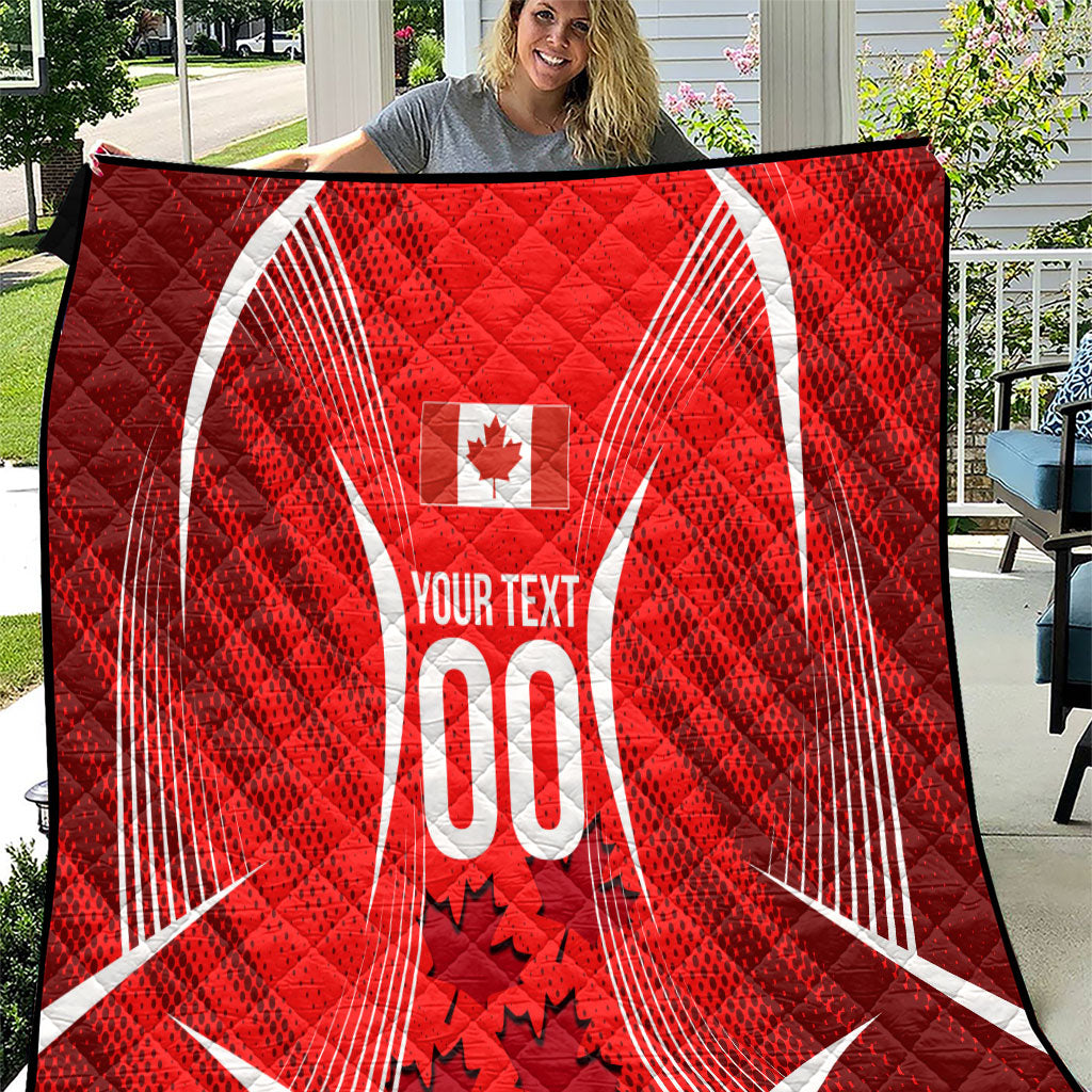 Personalized Canada Soccer Moose Goal Quilt Red Maple Leaf Football Mascot