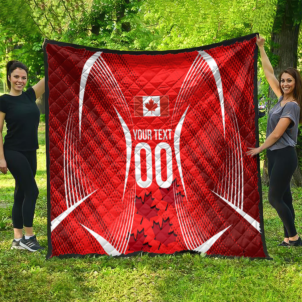 Personalized Canada Soccer Moose Goal Quilt Red Maple Leaf Football Mascot