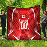 Personalized Canada Soccer Moose Goal Quilt Red Maple Leaf Football Mascot