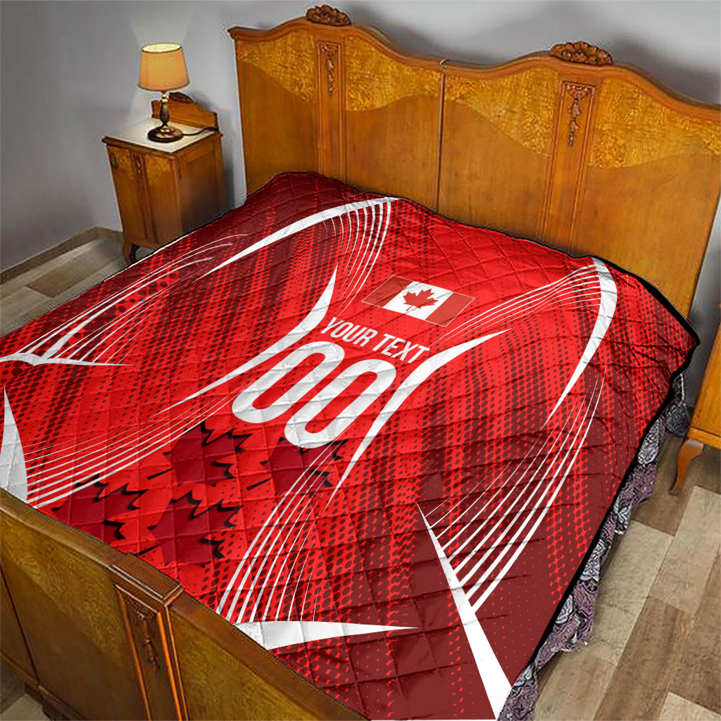 Personalized Canada Soccer Moose Goal Quilt Red Maple Leaf Football Mascot