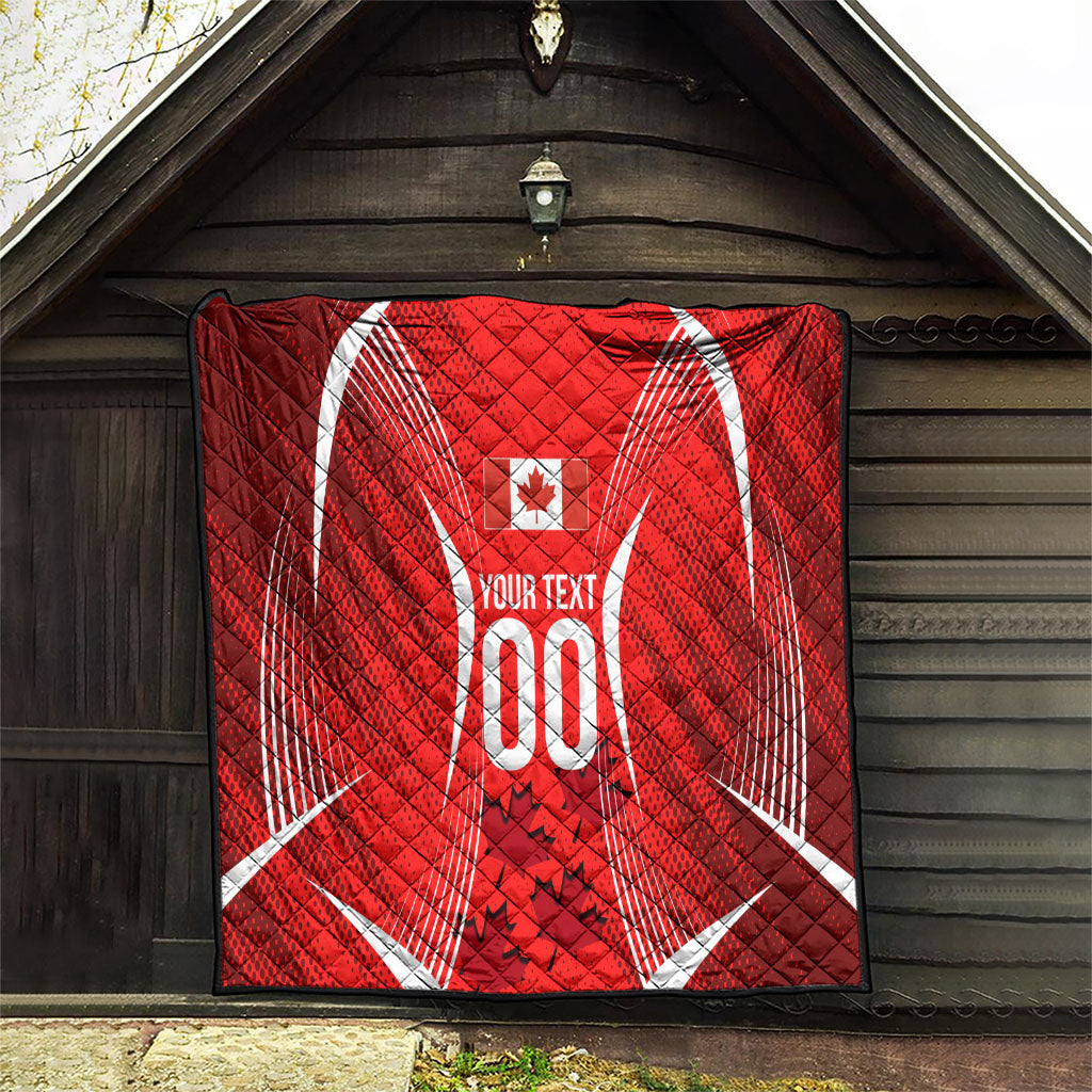 Personalized Canada Soccer Moose Goal Quilt Red Maple Leaf Football Mascot