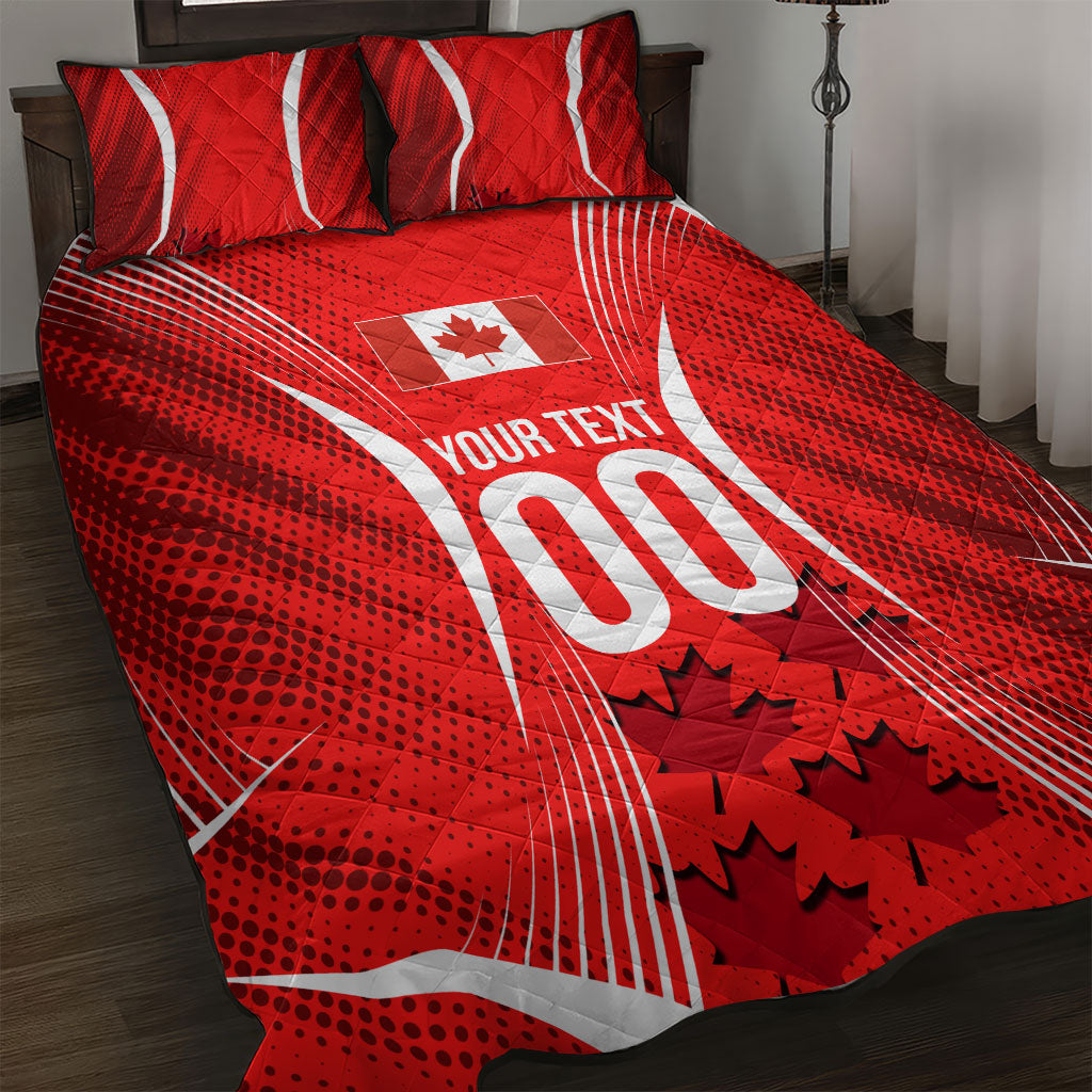 Personalized Canada Soccer Moose Goal Quilt Bed Set Red Maple Leaf Football Mascot