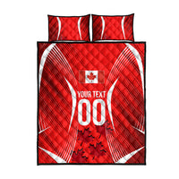 Personalized Canada Soccer Moose Goal Quilt Bed Set Red Maple Leaf Football Mascot
