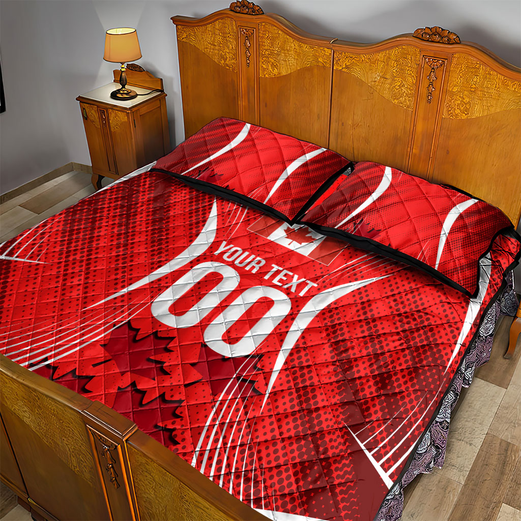Personalized Canada Soccer Moose Goal Quilt Bed Set Red Maple Leaf Football Mascot