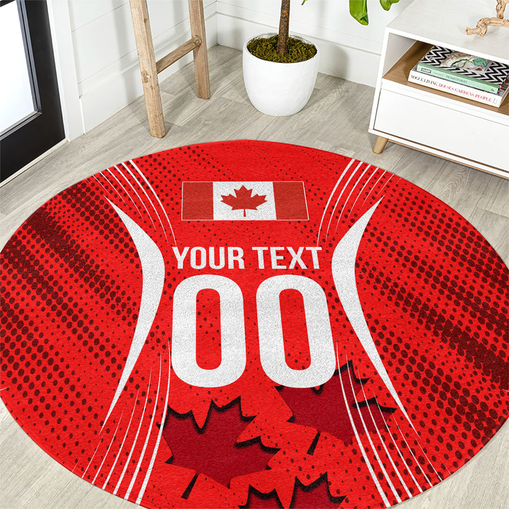 Personalized Canada Soccer Moose Goal Round Carpet Red Maple Leaf Football Mascot