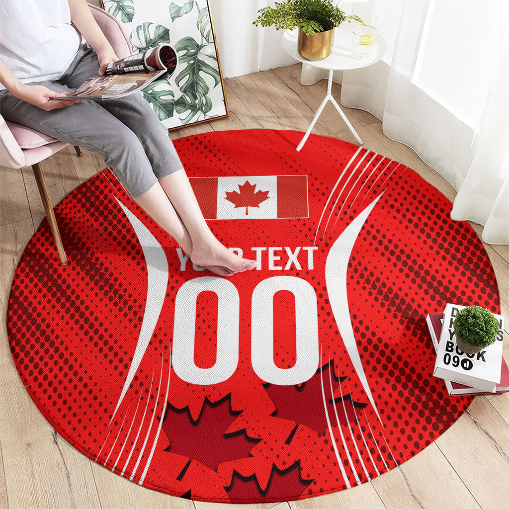 Personalized Canada Soccer Moose Goal Round Carpet Red Maple Leaf Football Mascot