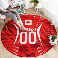 Personalized Canada Soccer Moose Goal Round Carpet Red Maple Leaf Football Mascot