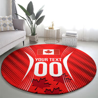 Personalized Canada Soccer Moose Goal Round Carpet Red Maple Leaf Football Mascot